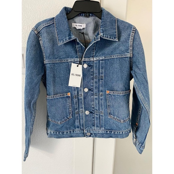 $365 NWOT RE/DONE 60s STONED SHRUNKEN DENIM JACKET SZ SMALL - Picture 4 of 4